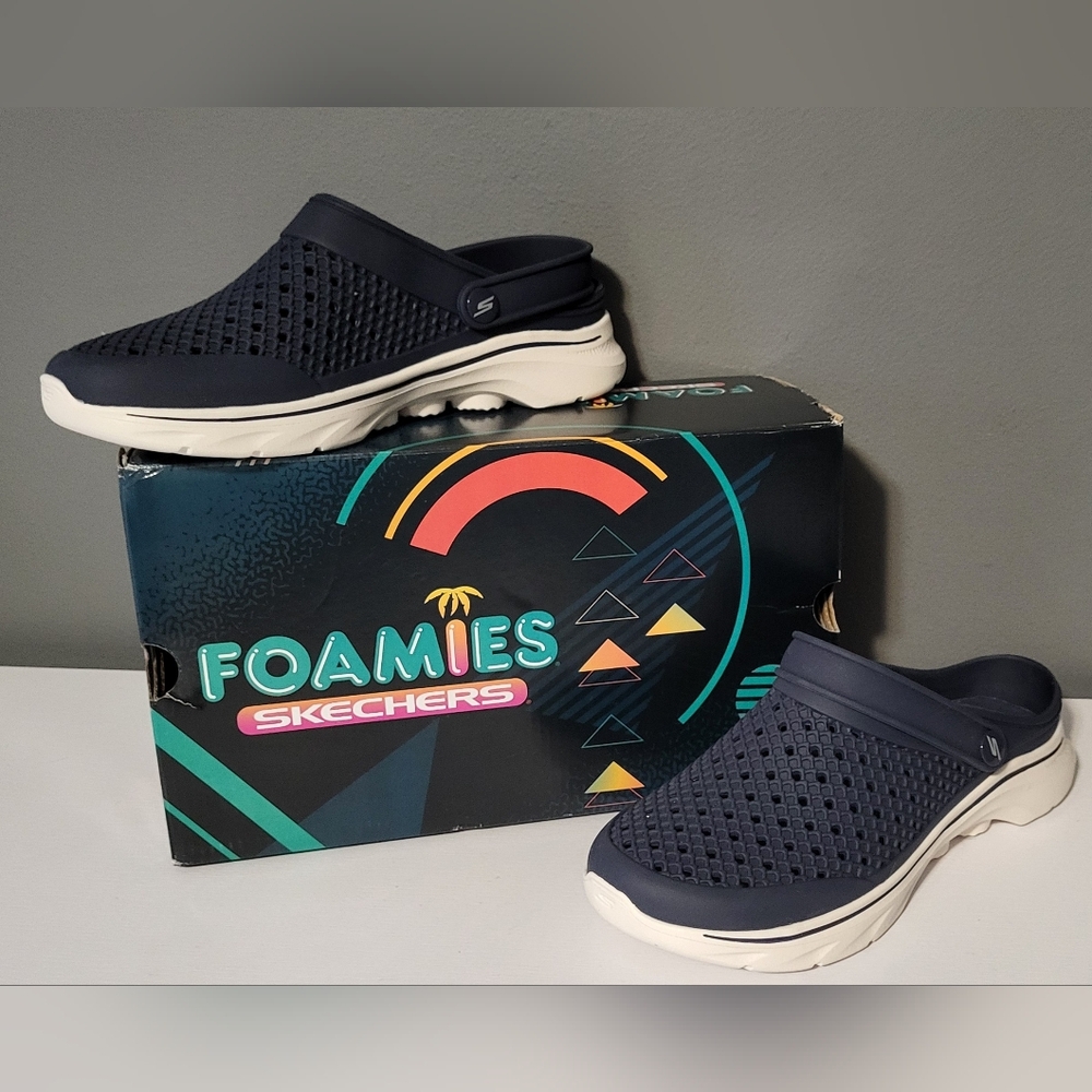 Skechers Foamies Navy Slip-On Shoes (Size 8)